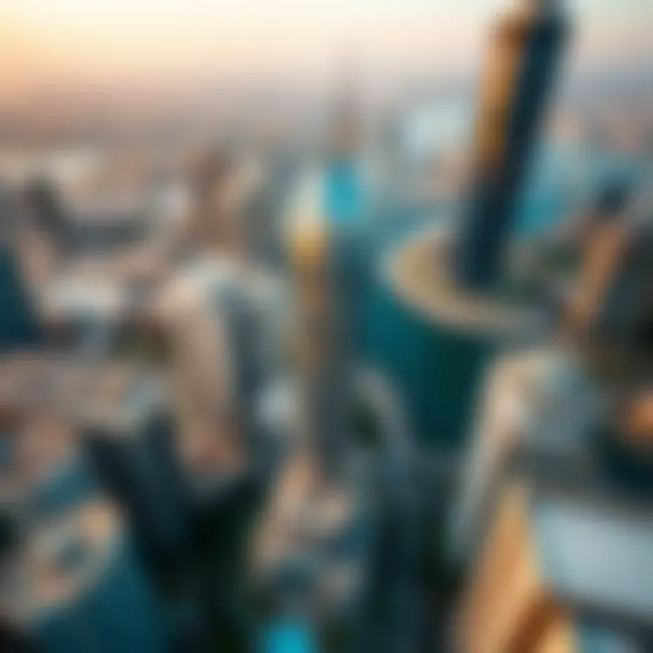 Stunning Aerial Perspective of Almas Tower in JLT Aerial view of Almas Tower surrounded by Jumeirah Lake Towers