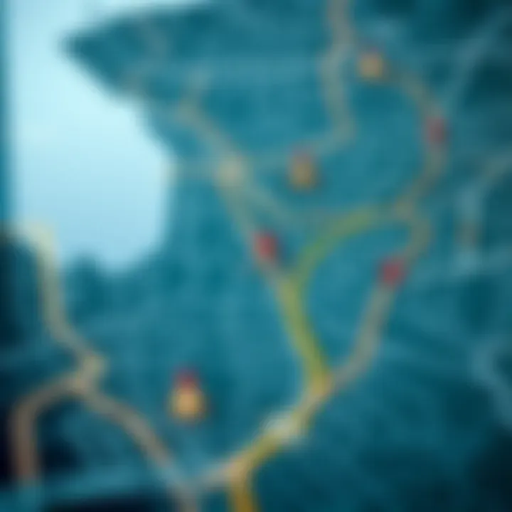 Navigational Map to Almas Tower in JLT Map highlighting the routes to Almas Tower from key locations