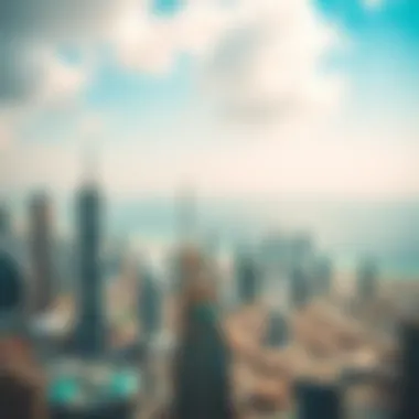 Panoramic view of Dubai's skyline from Blue Bay Tower