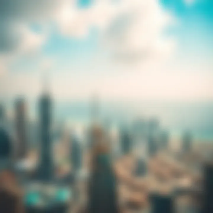 Panoramic view of Dubai's skyline from Blue Bay Tower