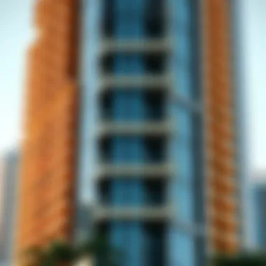 Close-up of the facade details highlighting the innovative construction techniques used