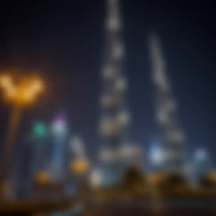 Burj Mi Illuminated: A Nighttime Spectacle Nighttime illumination of Burj Mi
