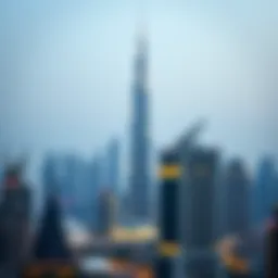 View of Burj Mi against the Dubai skyline
