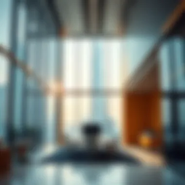 Interior view of a modern office space in the towers
