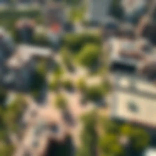 Aerial Perspective of Urban Integration Aerial view of the Central Park City Walk showcasing green spaces and urban architecture