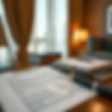 A detailed view of rental agreement documents on a desk