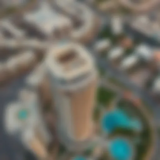 Architectural Elegance from Above Aerial view of Damac Park Towers showcasing its architectural elegance