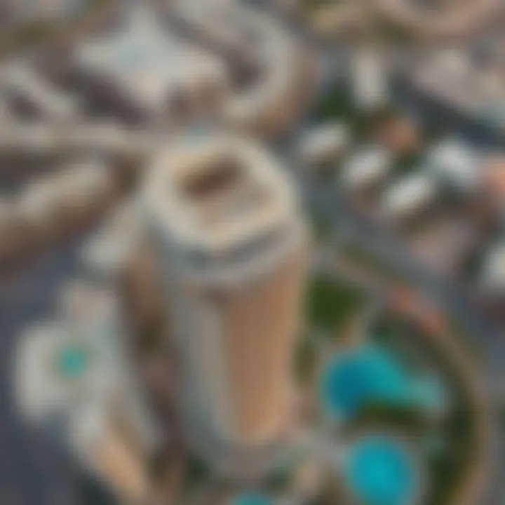 Architectural Elegance from Above Aerial view of Damac Park Towers showcasing its architectural elegance