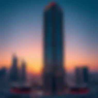 Damac XL Tower at Sunset Damac XL Tower at sunset with the Dubai skyline in the background
