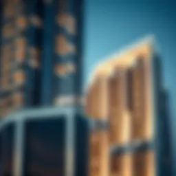 Architectural detail of Dec Towers showcasing modern design elements