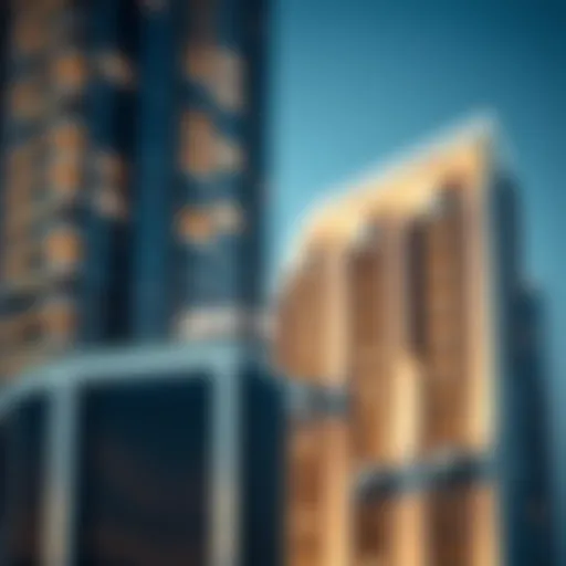 Architectural detail of Dec Towers showcasing modern design elements