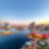 A panoramic view of Al Jaddaf showcasing the modern skyline and waterfront.