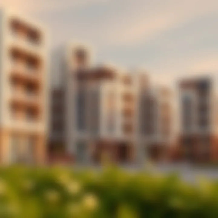 A modern residential complex in Al Jaddaf representing real estate developments.