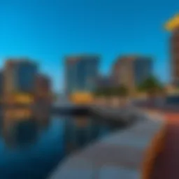 A scenic view of Al Seef waterfront showcasing its unique blend of modern and traditional architecture