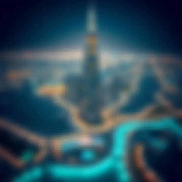 Aerial shot of Al Thuriah Tower showcasing its market relevance