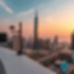 Stunning view of Al Thuriah Tower against Dubai's skyline