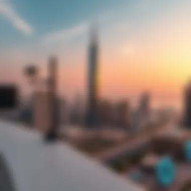 Stunning view of Al Thuriah Tower against Dubai's skyline