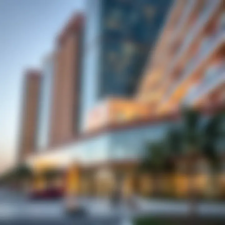 Modern Architecture of Al Wasl Building A striking view of the Al Wasl Building showcasing its modern architectural elements