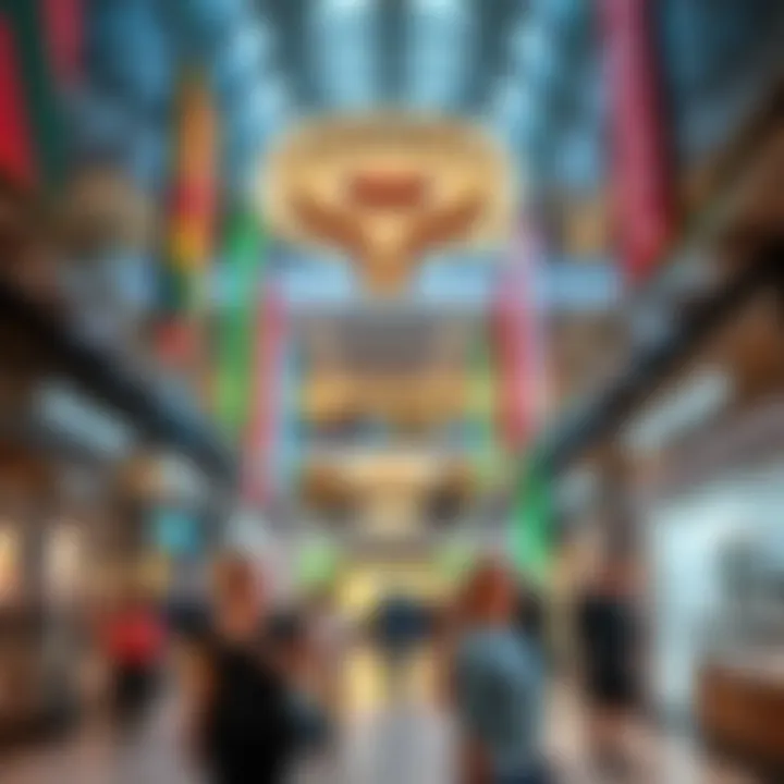 Dynamic Retail Experience at المنار مول Vibrant retail atmosphere inside المنار مول with shoppers exploring stores