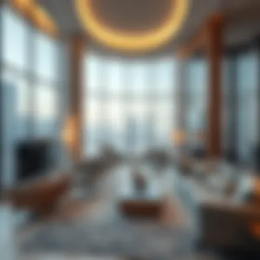 Perspective of living spaces within Bayline Emaar