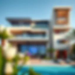 Luxurious exterior view of Beach Rotana Residence showcasing its architectural elegance