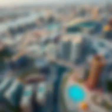 Aerial Perspective of Business Bay Aerial view of the bustling commercial district in Business Bay