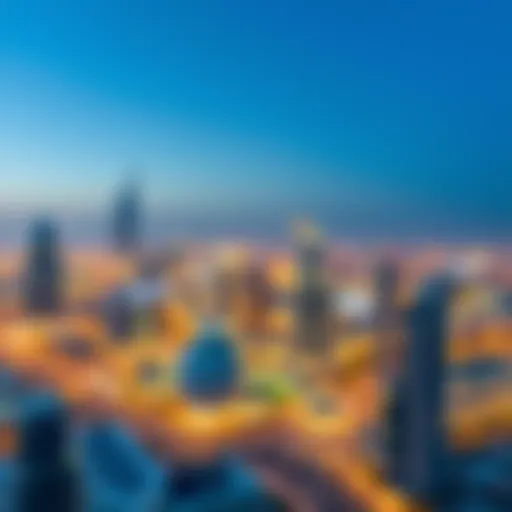 Innovative Architecture in Dubai's Skyline Aerial view of Dubai skyline with innovative architecture