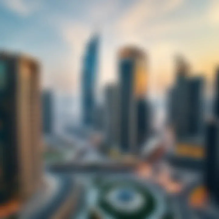 Panoramic view of Business Bay showcasing the tower's strategic location