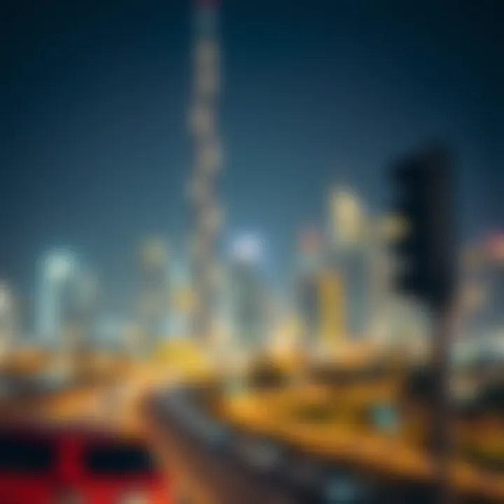 Dubai skyline illuminated at night