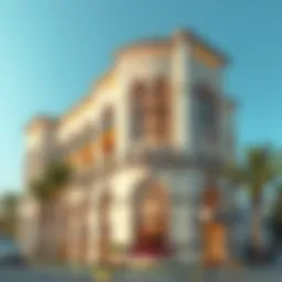 Exterior view of فندق دبي باركس showcasing its unique architecture