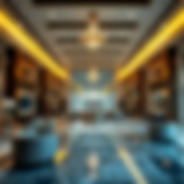 Luxurious lobby area of فندق دبي باركس with elegant decor