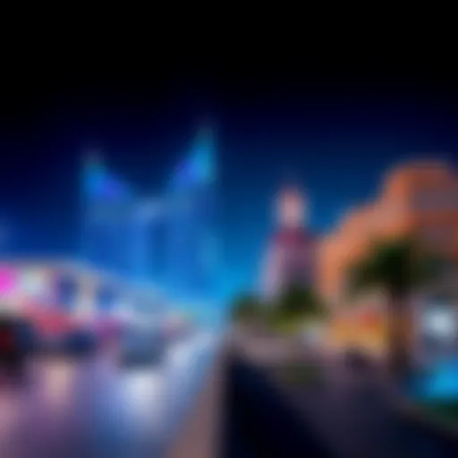 Stunning view of the illuminated JBR Walk at night