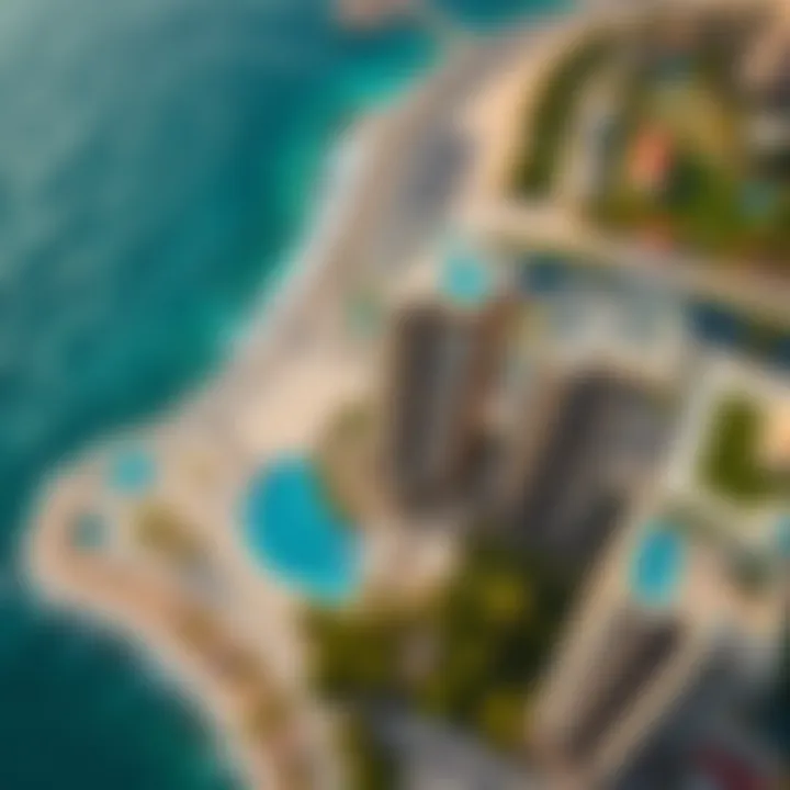 Aerial view highlighting the proximity to the coastline