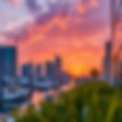 Luxurious view of Marina Residence at sunset