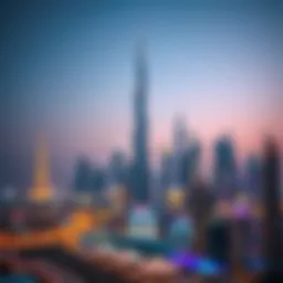 A stunning skyline of Dubai featuring مركز المشرف