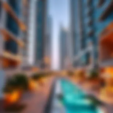 Modern Architectural Marvels in Downtown Dubai Stunning view of Movenpick Apartments in Downtown Dubai showcasing modern architecture