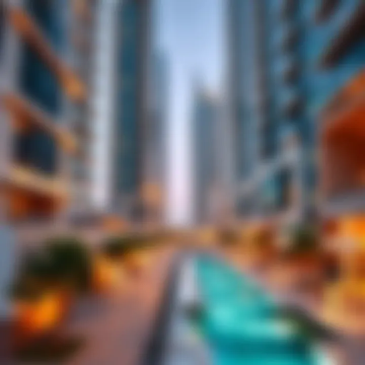 Modern Architectural Marvels in Downtown Dubai Stunning view of Movenpick Apartments in Downtown Dubai showcasing modern architecture