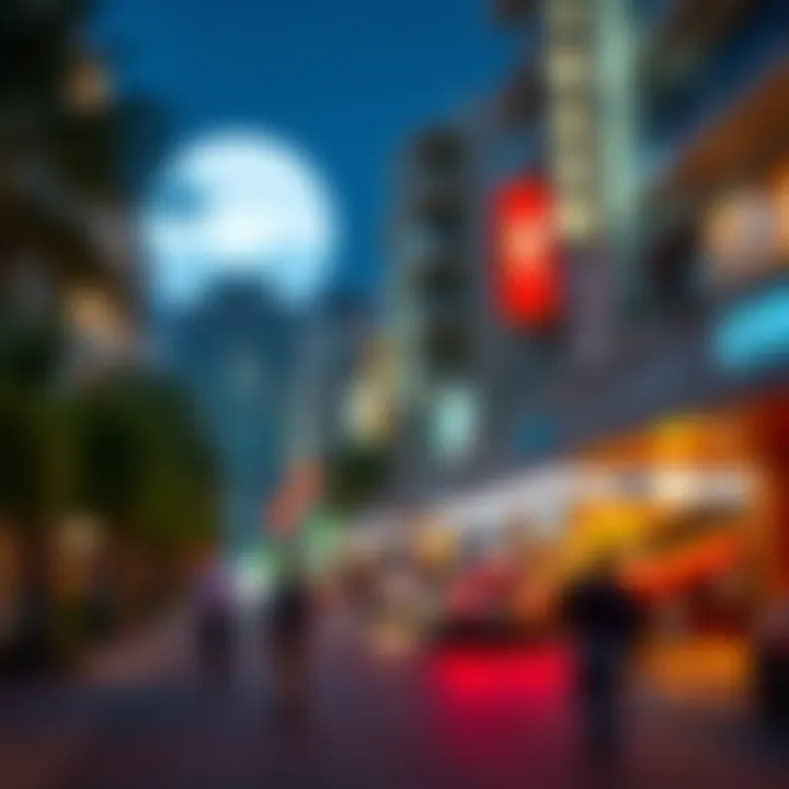 Vibrant Neighborhood Nightlife Vibrant nightlife in a Dubai neighborhood