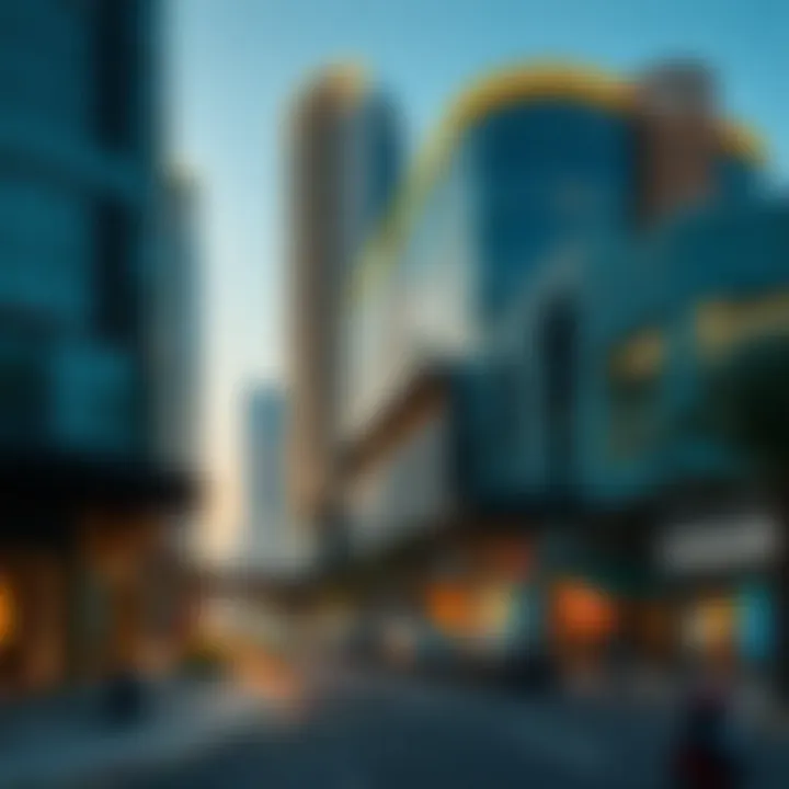 Emerging Tech Hubs on Sheikh Zayed Bin Hamdan Al Nahyan Street Innovative tech hubs emerging along the street in Dubai Silicon Oasis.