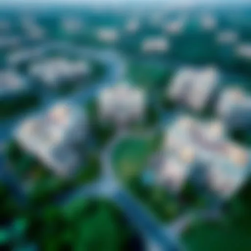 Aerial view of Sidra Village showcasing its modern architecture and lush green surroundings