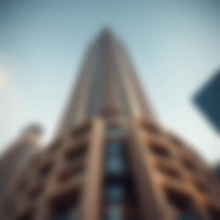 Close-up of the architectural features of Al Manara Tower