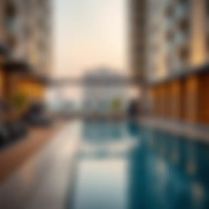 Amenities available in studio apartments, including fitness center and pool