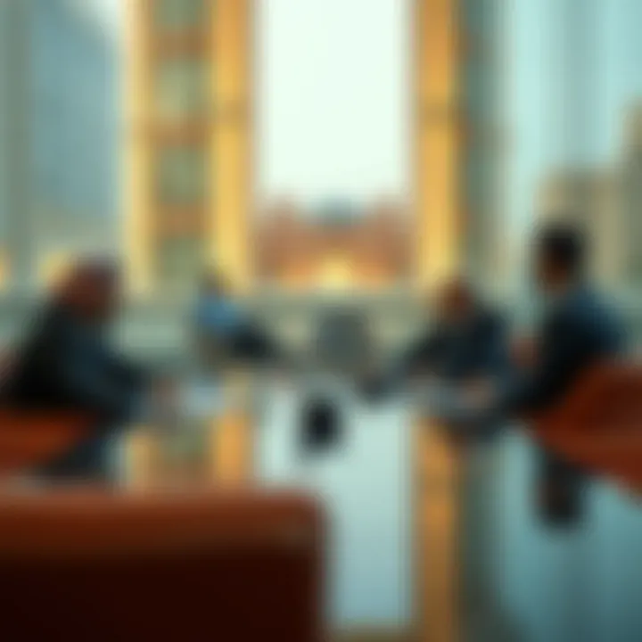 Strategic Discussions: Investors in the Dubai Market A meeting between investors discussing real estate opportunities in Dubai