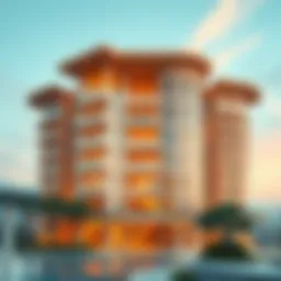 Stunning architectural view of the Apricot Tower