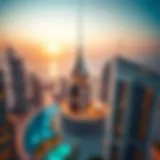 Aerial view of Burj Daman Building highlighting its unique architecture