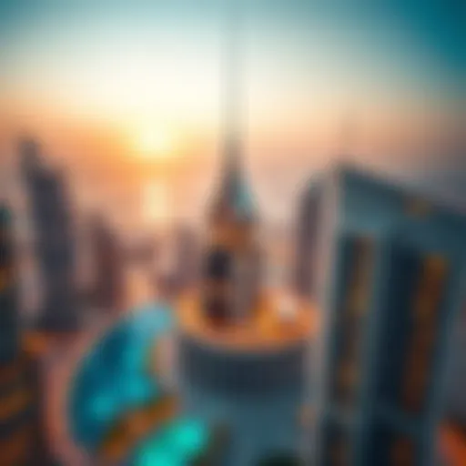 Aerial view of Burj Daman Building highlighting its unique architecture