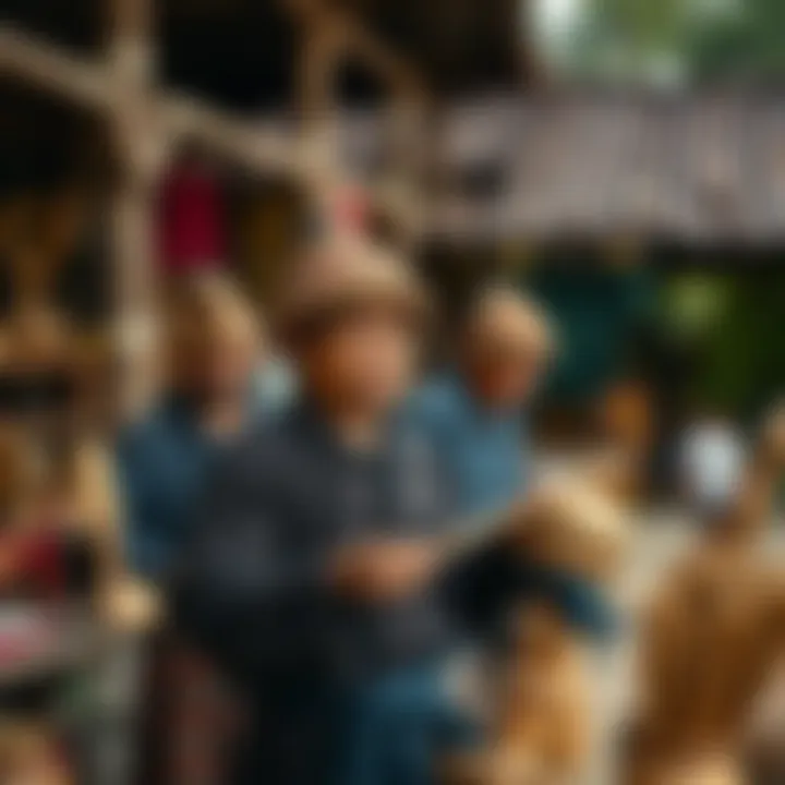 Artisans demonstrating traditional crafts in a vibrant setting