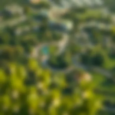 Aerial view showcasing the lush greenery of Barari