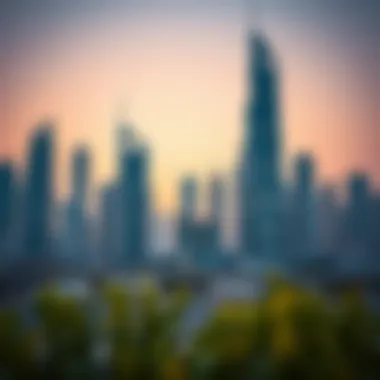 Modern skyline of Dubai's downtown area showcasing iconic architecture