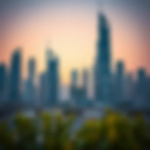 Modern skyline of Dubai's downtown area showcasing iconic architecture